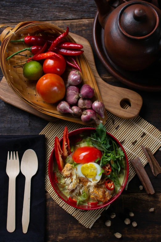 a variety of foods with utensils on the side