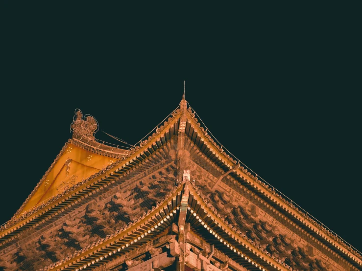 a building with ornate details at night