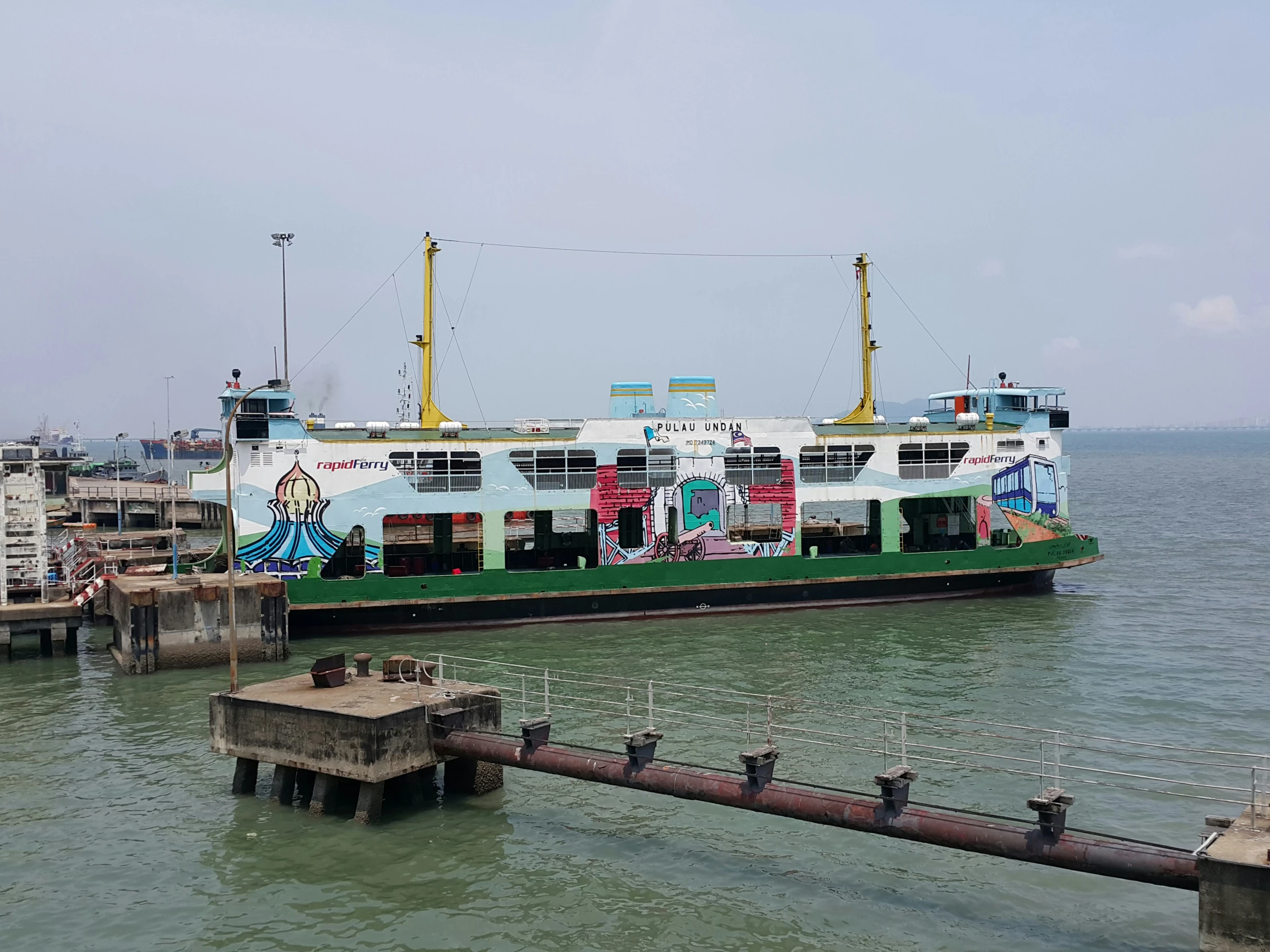 the large ship is carrying many passengers out to sea