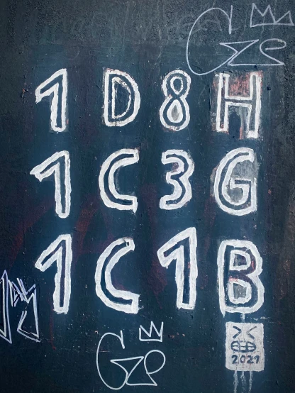 a graffiti on a black board with the letters on it