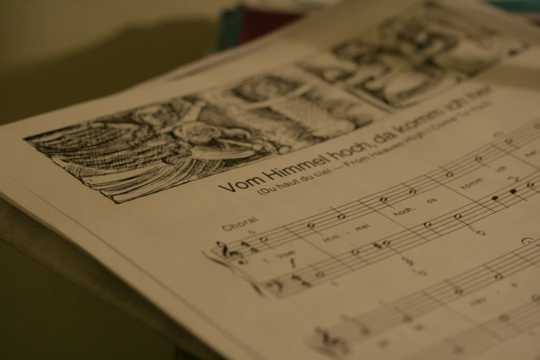 sheet music sheets with characters drawn on them
