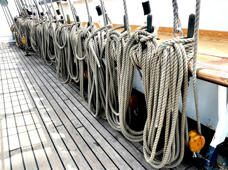 the rope are tied to the top of the ship