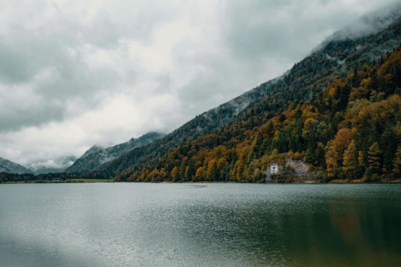 a view of a lake and some mountains