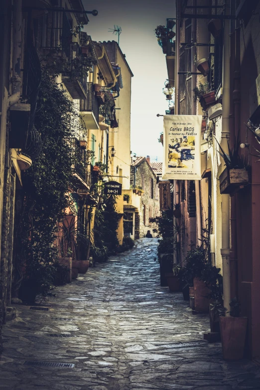 the alley way of an old european town