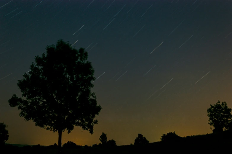 the star trail can be seen in the night sky