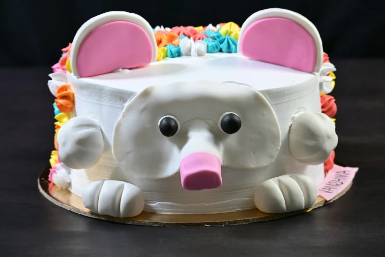 a close up of a cake shaped like an elephant