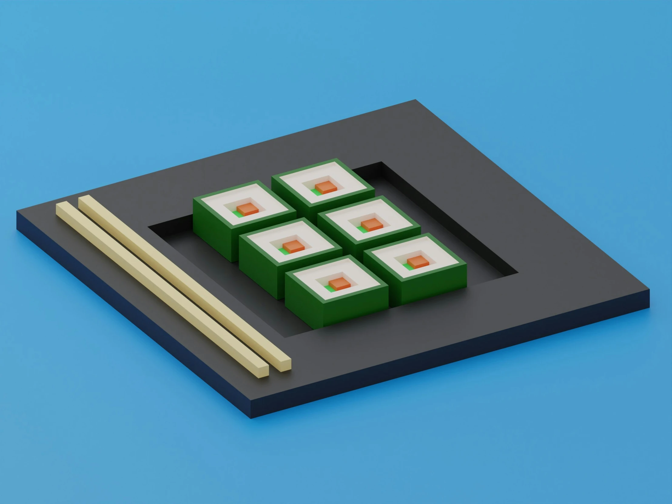 sushi platter with chopsticks on the table