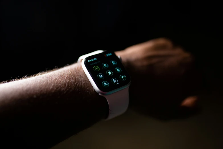 close up s of the back of a white smart watch