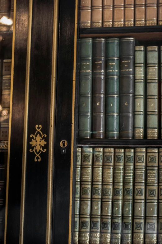 a book case that is filled with lots of books