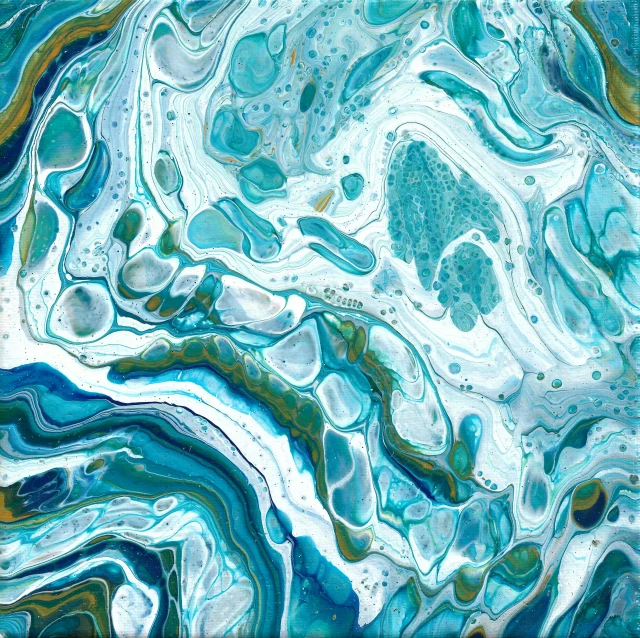 the abstract design in this painting was created with acrylic paint and acrylico paints