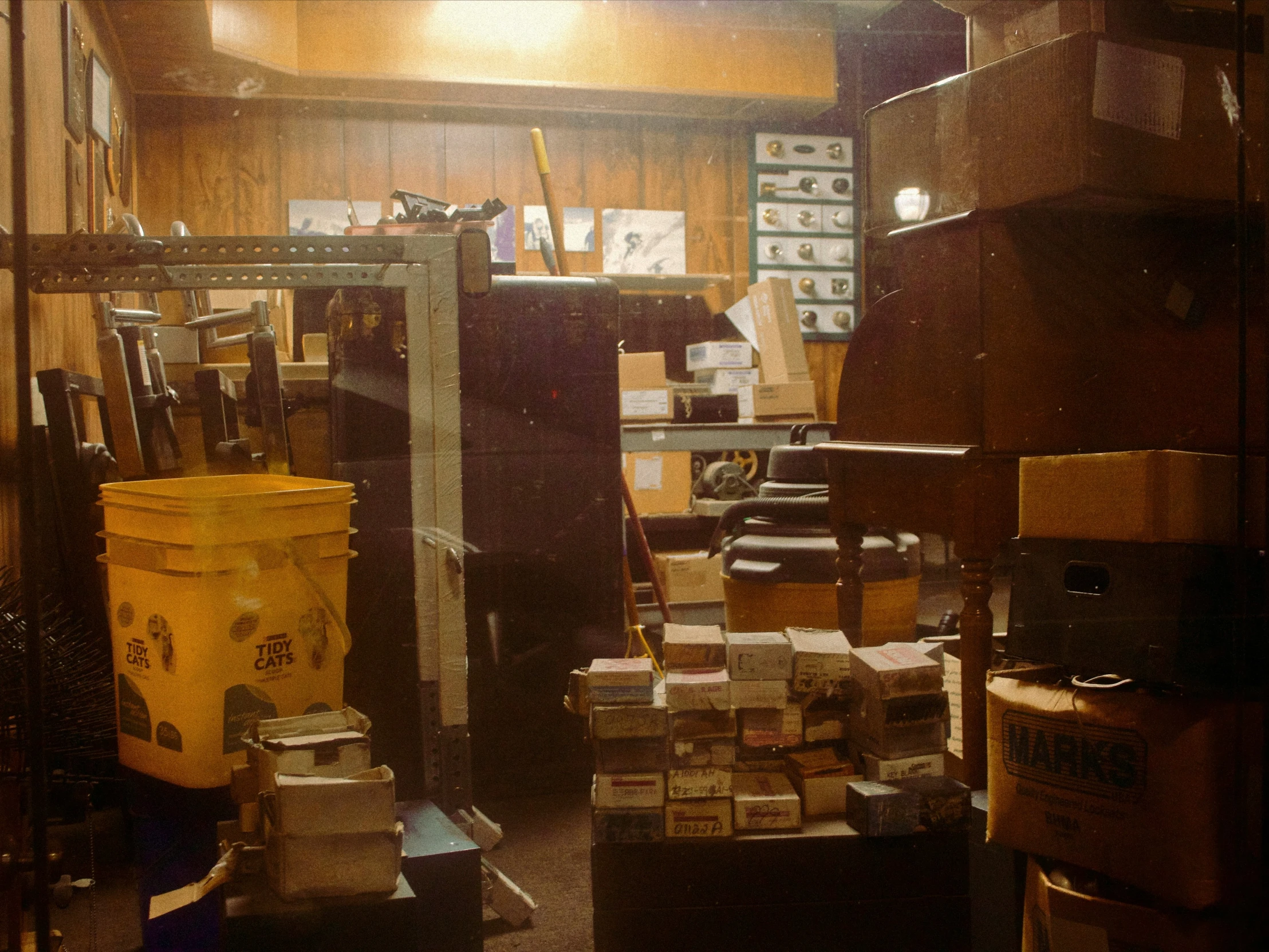 storage of boxes and files at a cluttered warehouse