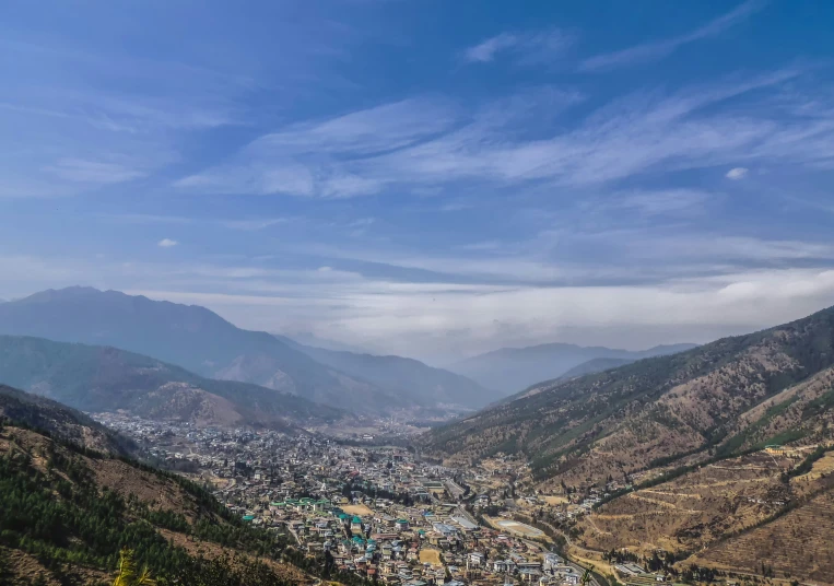 a view from a very high up point of town