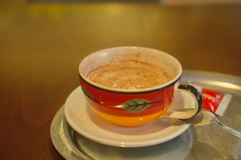 a cup sitting on top of a saucer on a saucer