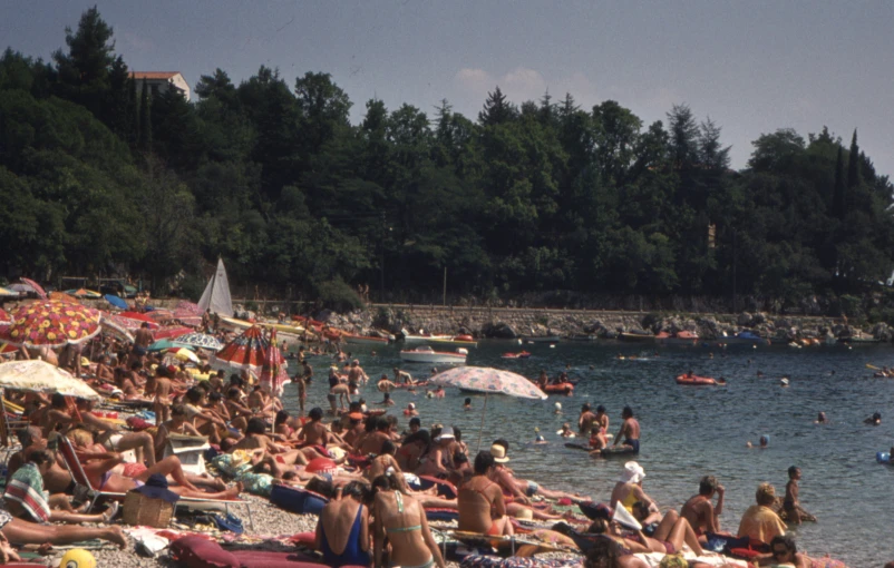 many people are on the beach relaxing