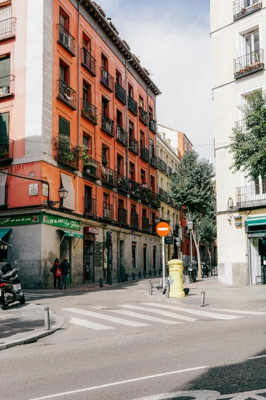 a city street with a bunch of tall buildings