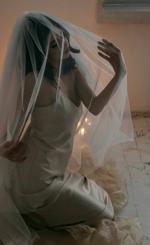 a beautiful woman wearing a wedding dress and veil