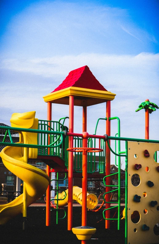 some kind of colorful slide in a playground