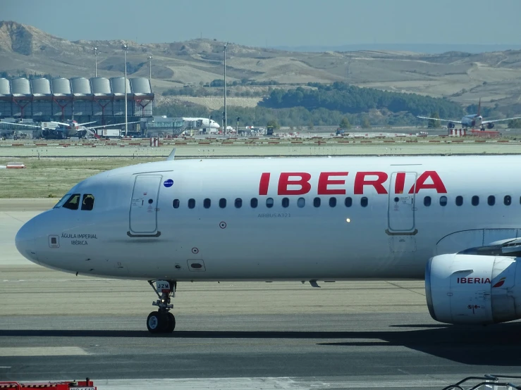 the jet is on the tarmac ready to be taken off