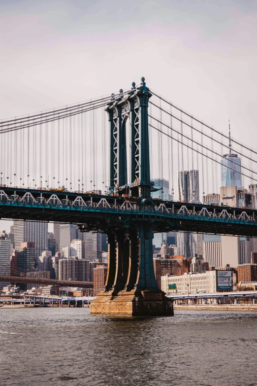 view of the manhattan bridge from across the hudson