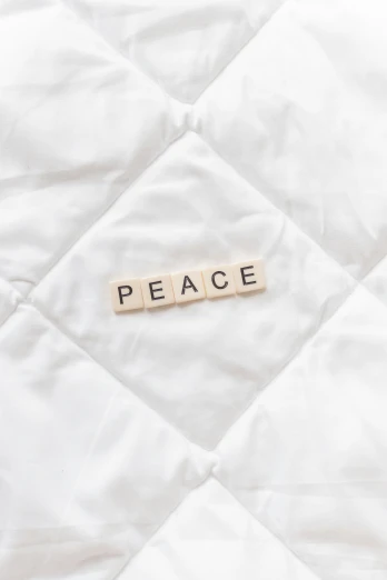 a piece of furniture with the words peace