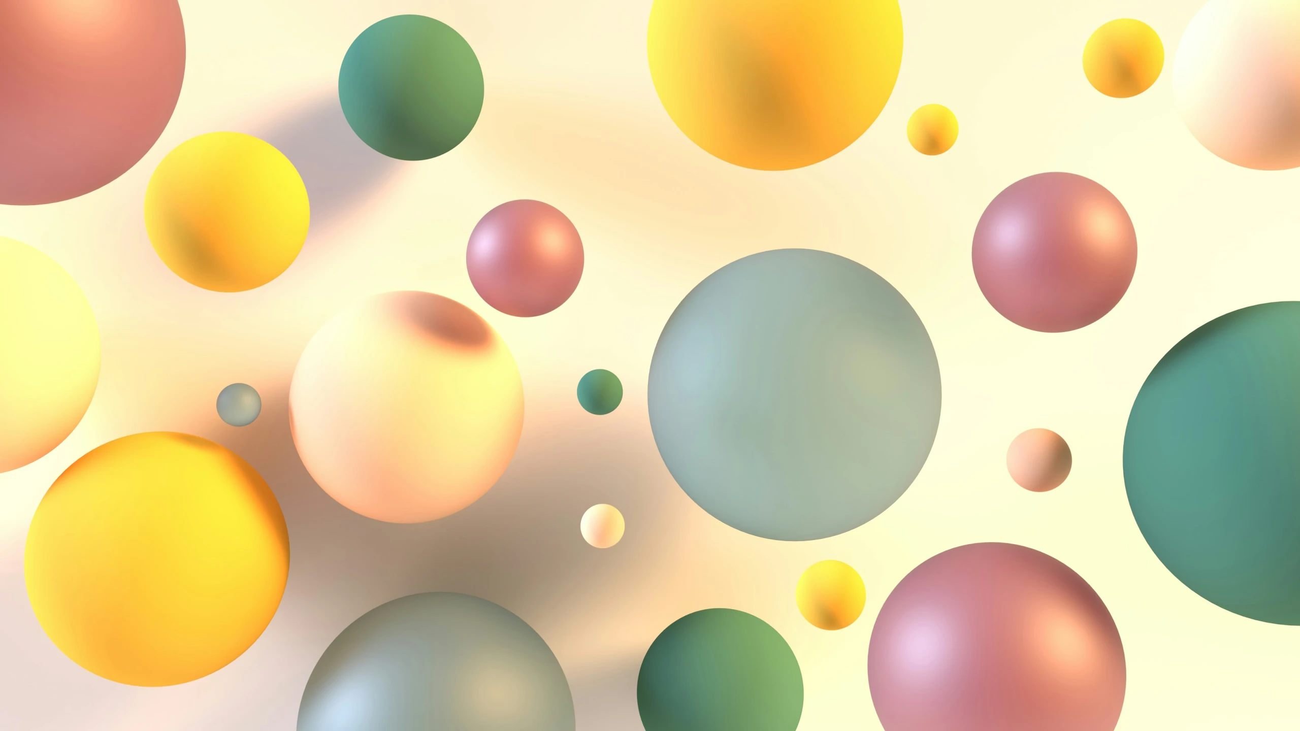 an abstract wallpaper with yellow and green circles