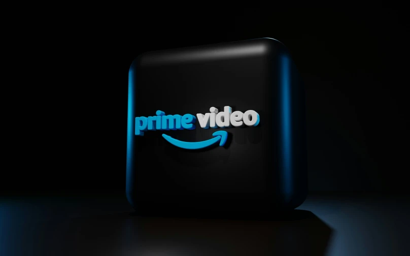 an amazon prime video logo illuminated in the dark
