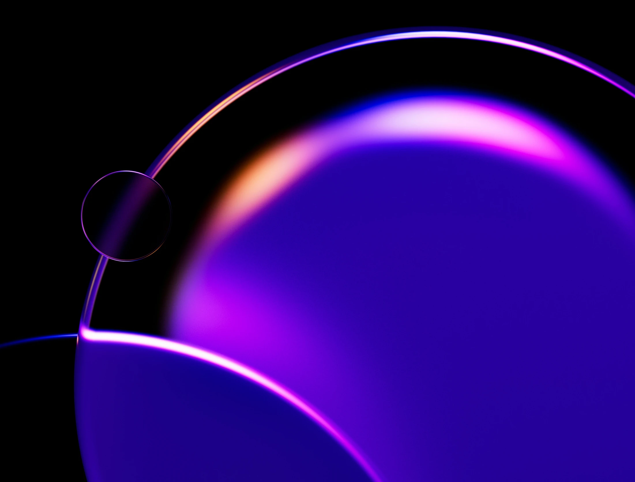 a round object is purple and has a small circular object