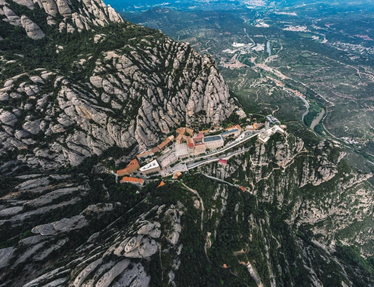 aerial view of the road from the mountain top