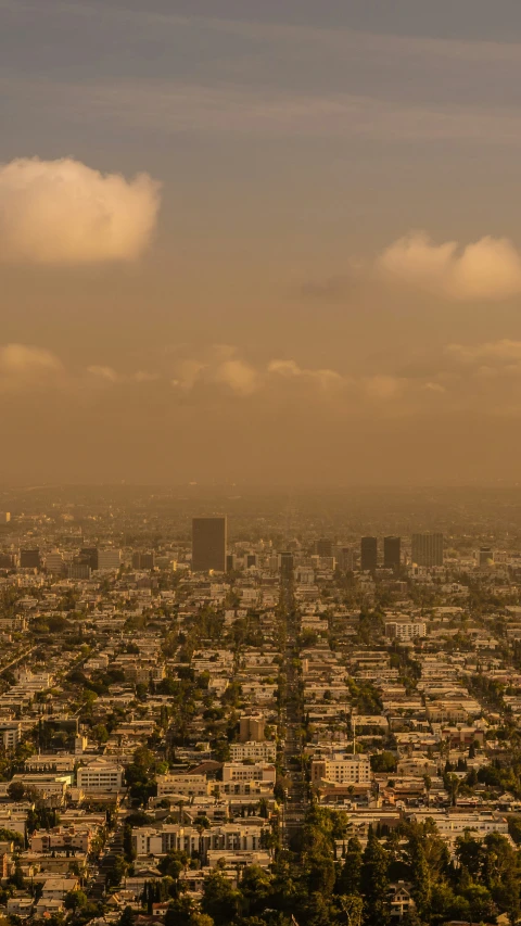 a bird - eye view shows the city skyline with tall buildings