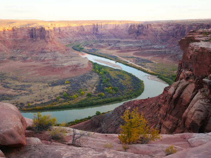 the river is in between two massive rocks