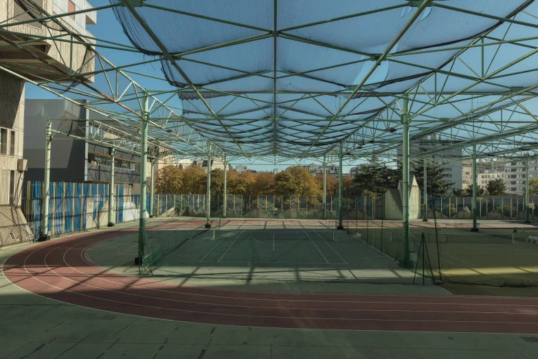 there is a tennis court inside the building