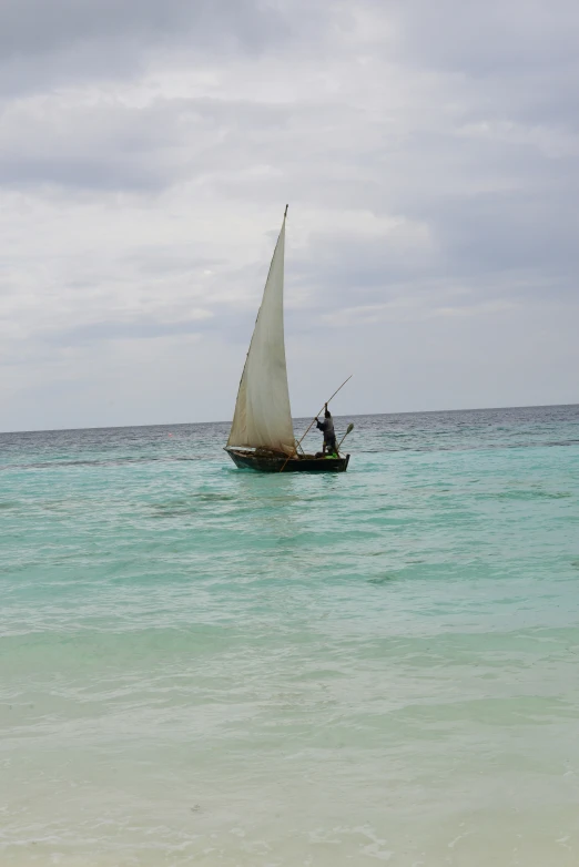 the sailboat is ready to launch into the open water