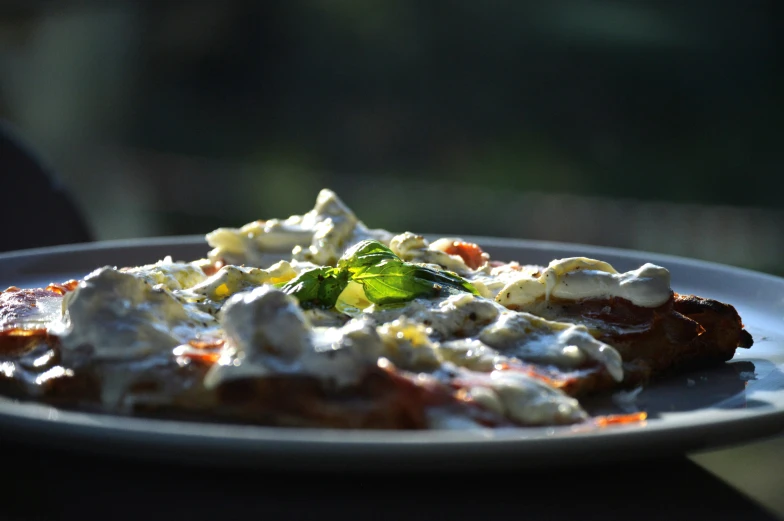 a plate full of food, ready to be eaten