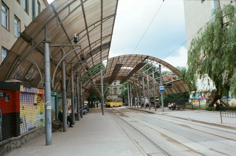 an indoor bus depot is in use on the streets