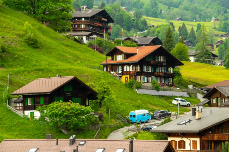 the mountainside lodge on the way to the bottom of a hill