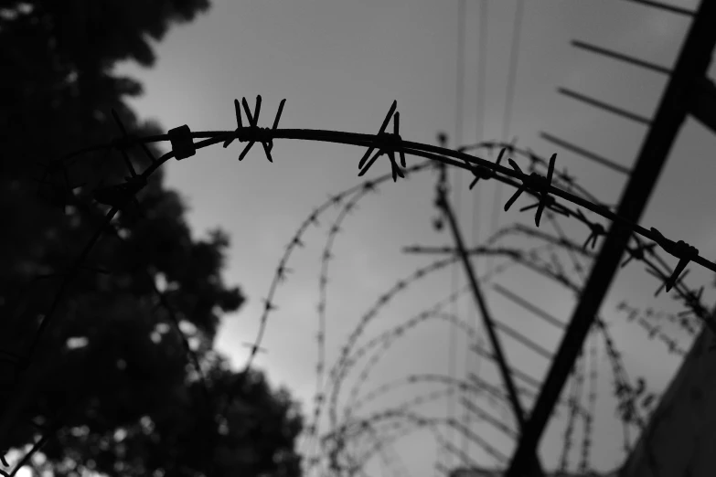 the barbed wire and barbed fence on top of the house