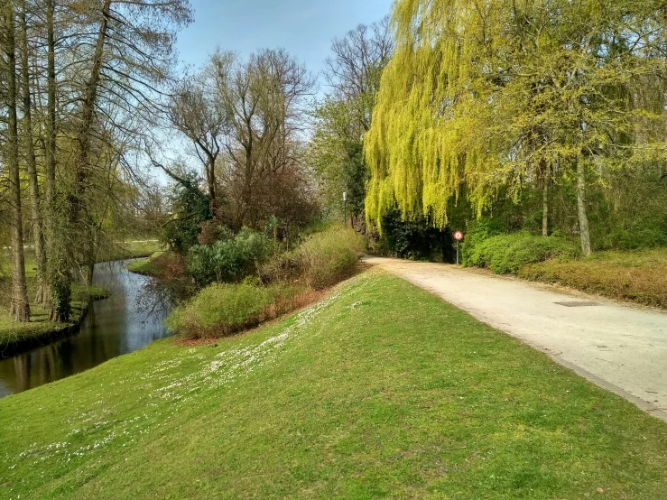 the path is near a small stream running along it