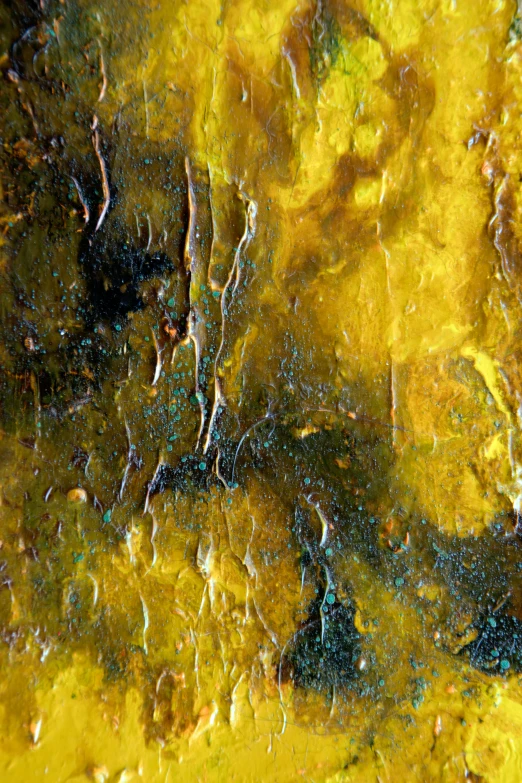 the surface of a yellow and green liquid