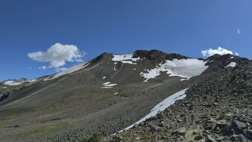 this is a very sharp mountain range, with a snowy slope