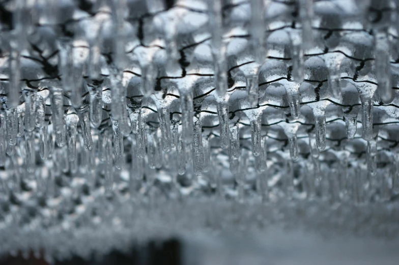 a close up of some water droplets covering soing