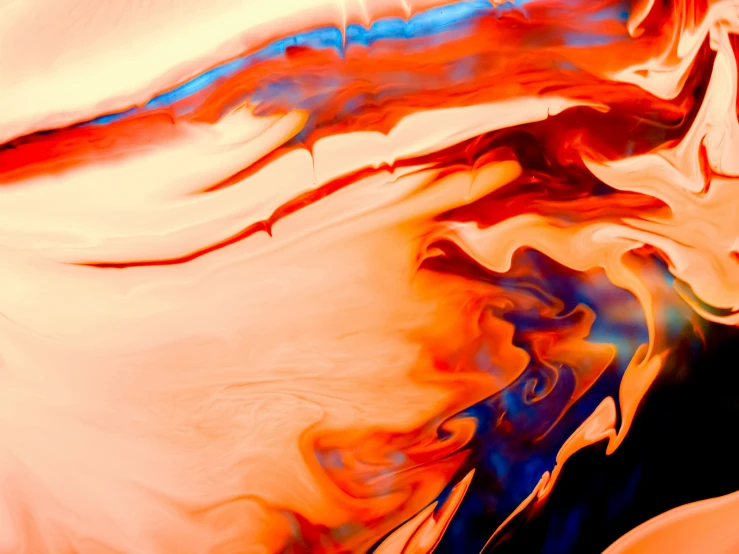 a painting with orange and blue colors