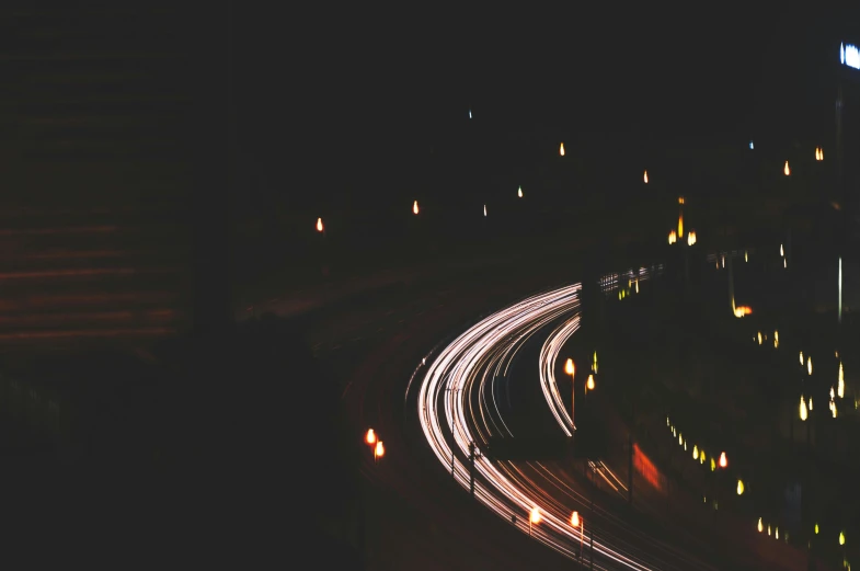 street lights and buildings at night in the city