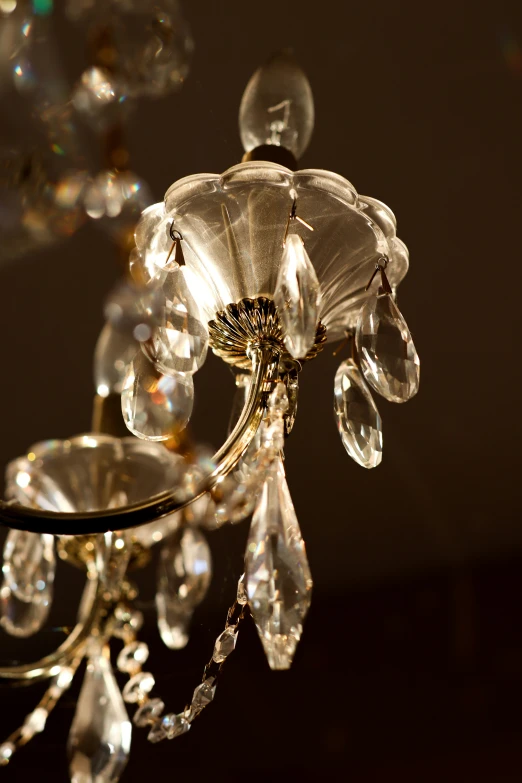 a chandelier with several crystal drops hanging from it