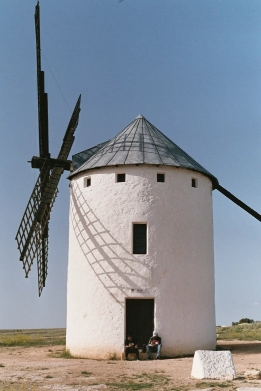 a windmill has a couple on the outside