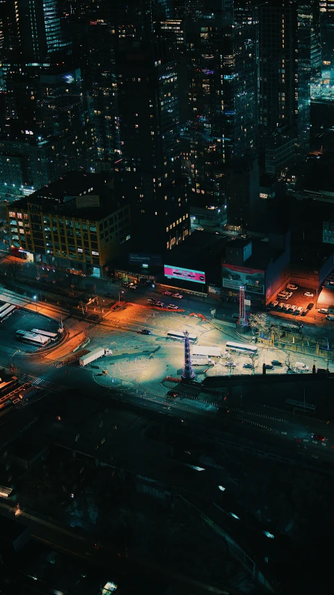 a view from the top of a tall building at night