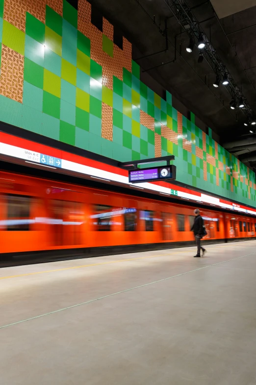 there is a subway train that is speeding past