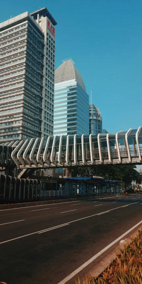 the road in front of a modern building