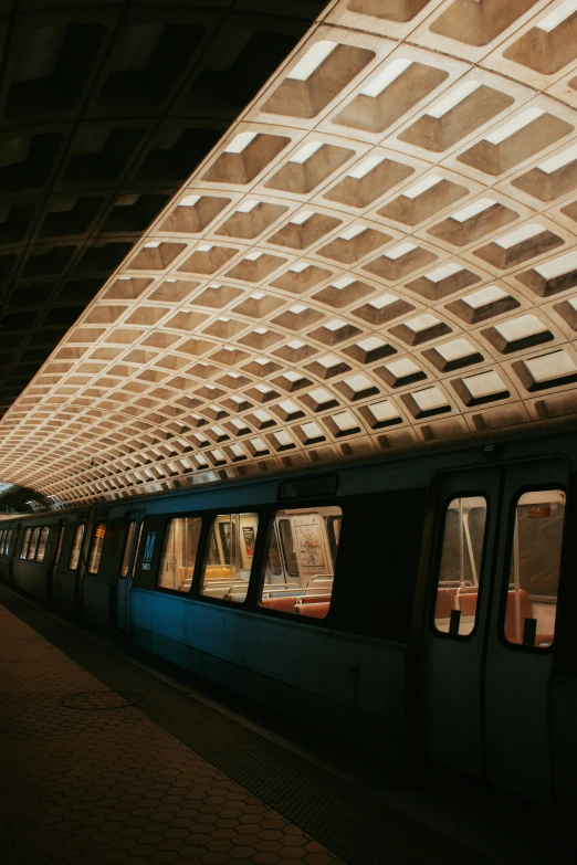 a train is pulled up to the subway