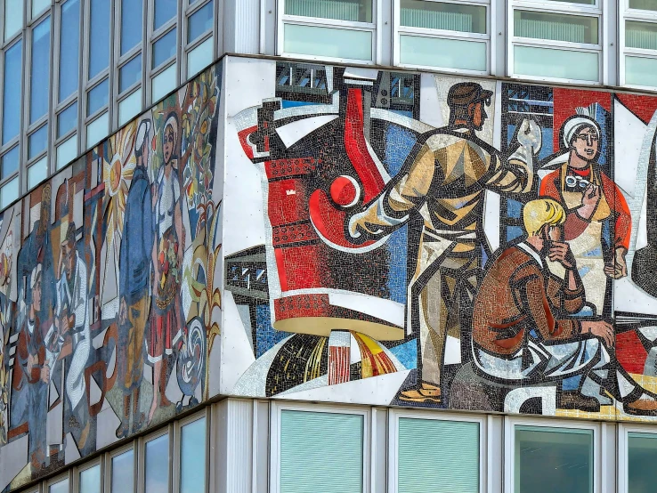 a large mural on the side of a building