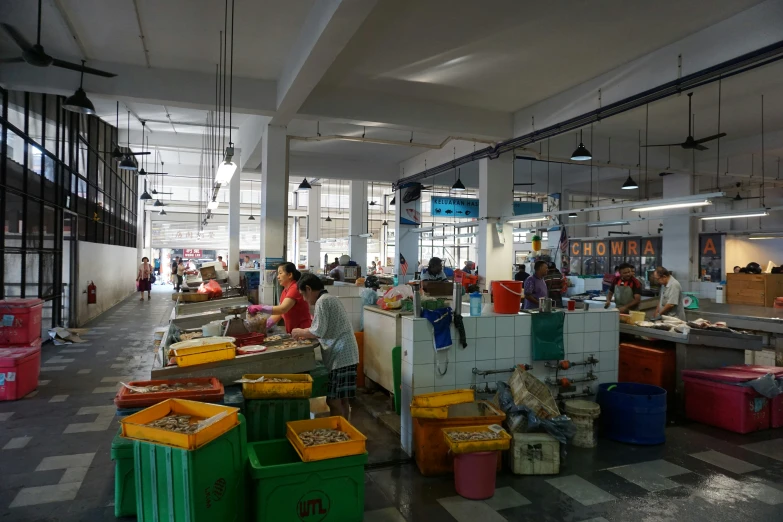 the view of a bunch of people at some sort of factory